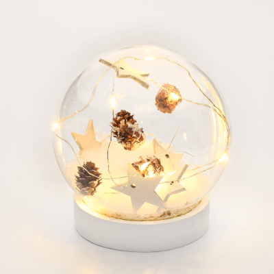 ^ "GLASS SNOW BALL STARS", 10 MINI WW LED ΛΑΜΠ. ΜΠΑΤ. (2XAAA) IP20 Φ12CM  -X07101132